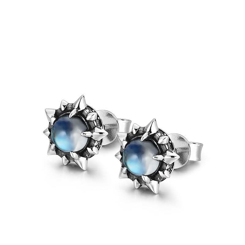 Unisex Polaris Stud Earrings – Alloy with Blue Moonstone Jewelry