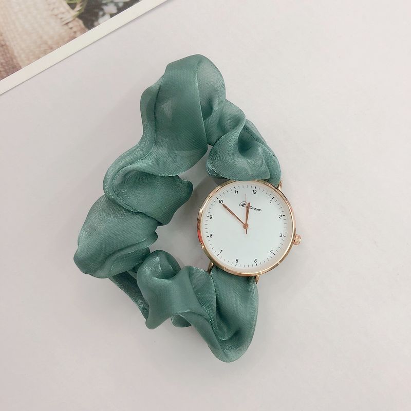 Girls’ Korean Scrunchy Strap Quartz Watch – Fashion Digital Dial