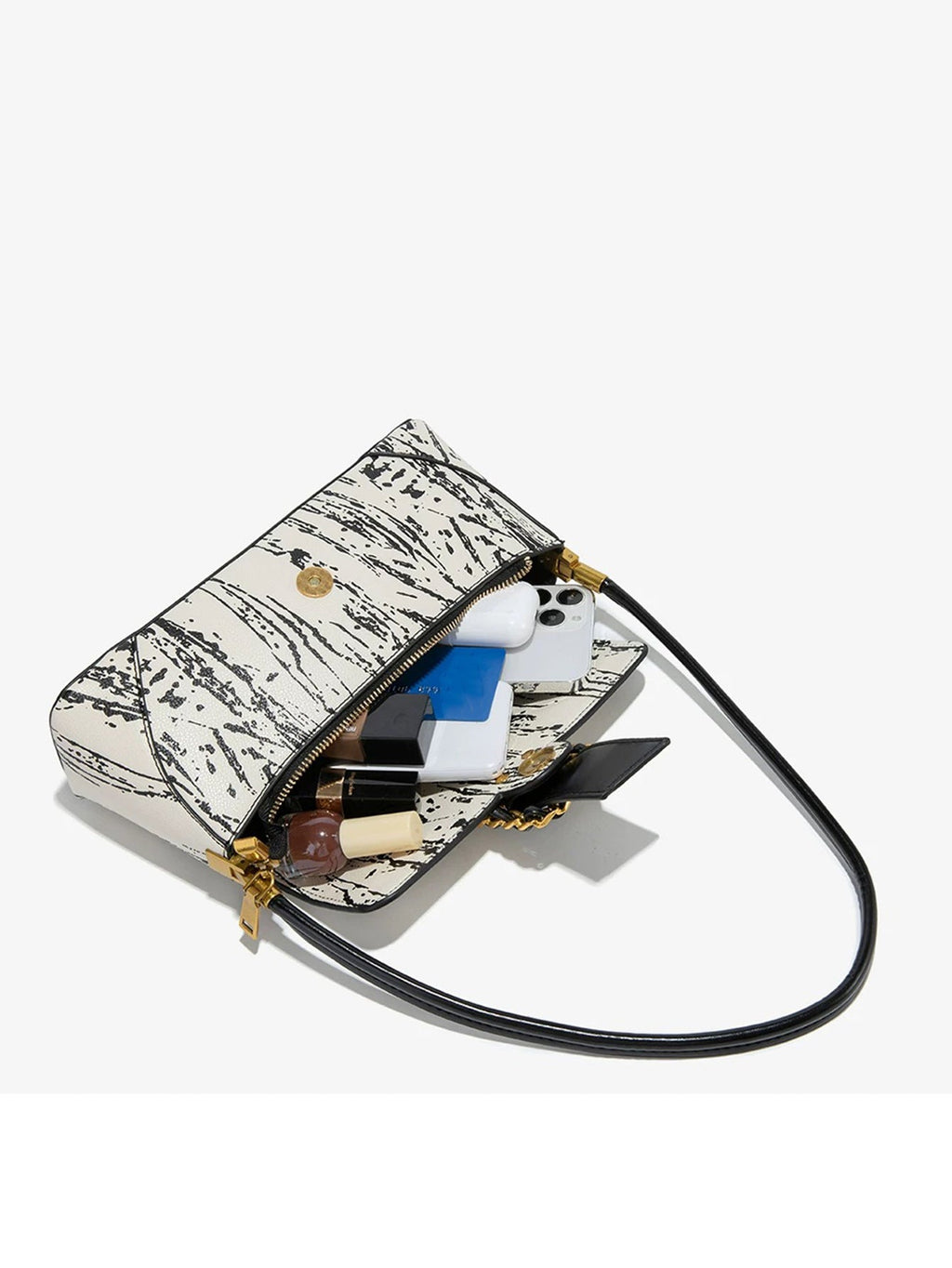 Vintage Horse & Carriage Pattern Shoulder Bag – PU Underarm Handbag for Women