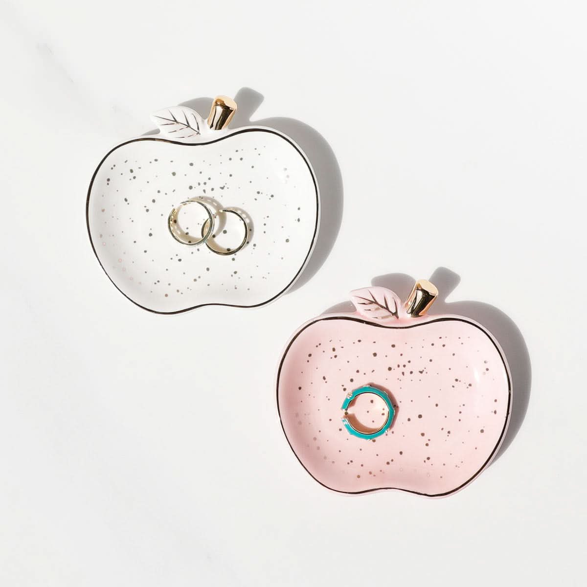Pink Apple-Shaped Ceramic Tray - Jewelry & Storage Tray (Set of 2 pcs.)