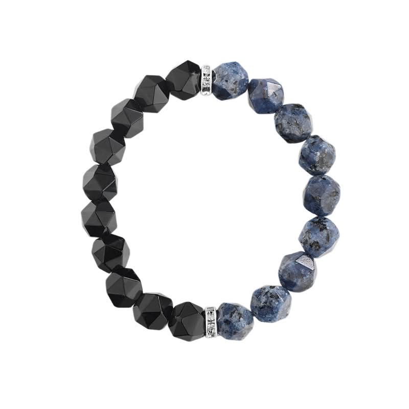 Unisex Stylish Blue Agate Bracelet – Handmade Obsidian Beaded Wristband