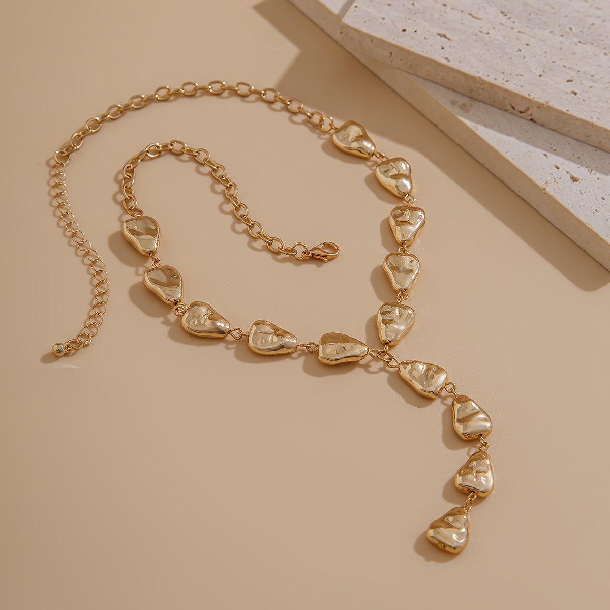 Molten Heart Y-Drop Necklace – Statement Clavicle Chain Jewelry