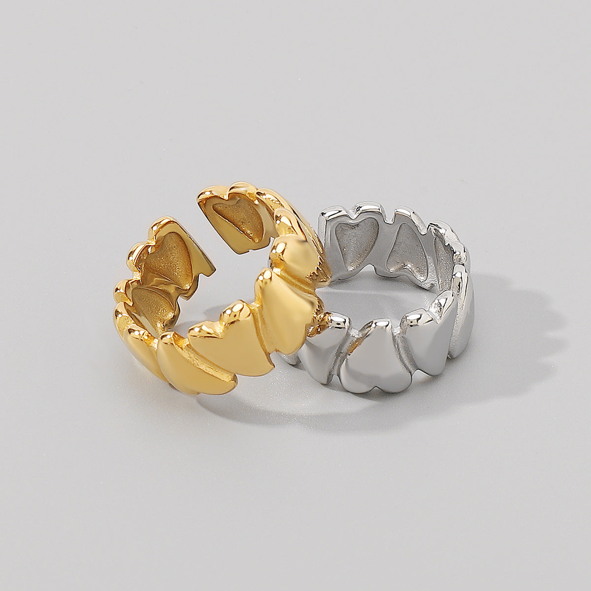 Adjustable Heart Repeat Stainless Steel Ring – Bold Minimalist Love Band