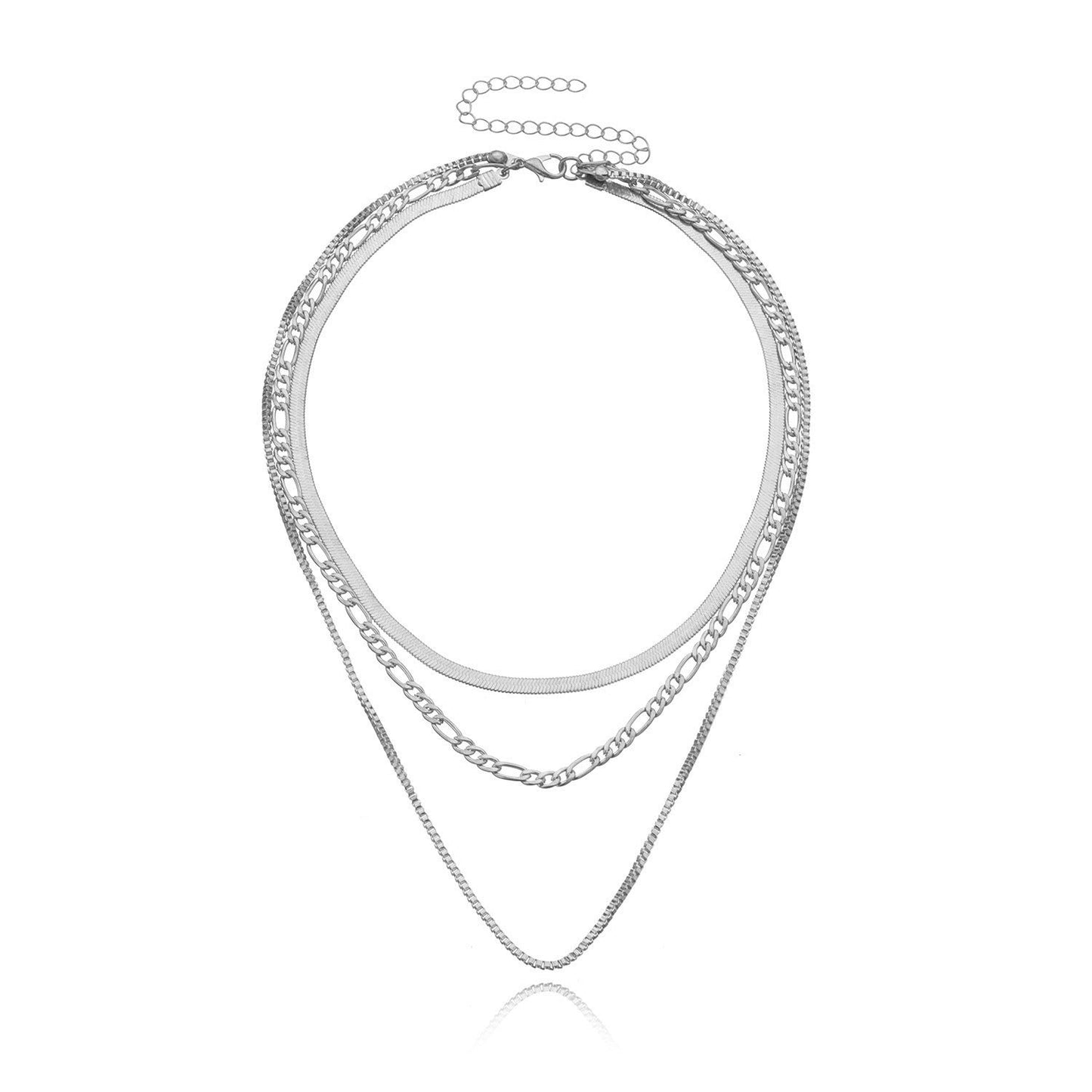 Geometric Layered Chain Necklace for Women – Punk Short Statement Jewelry