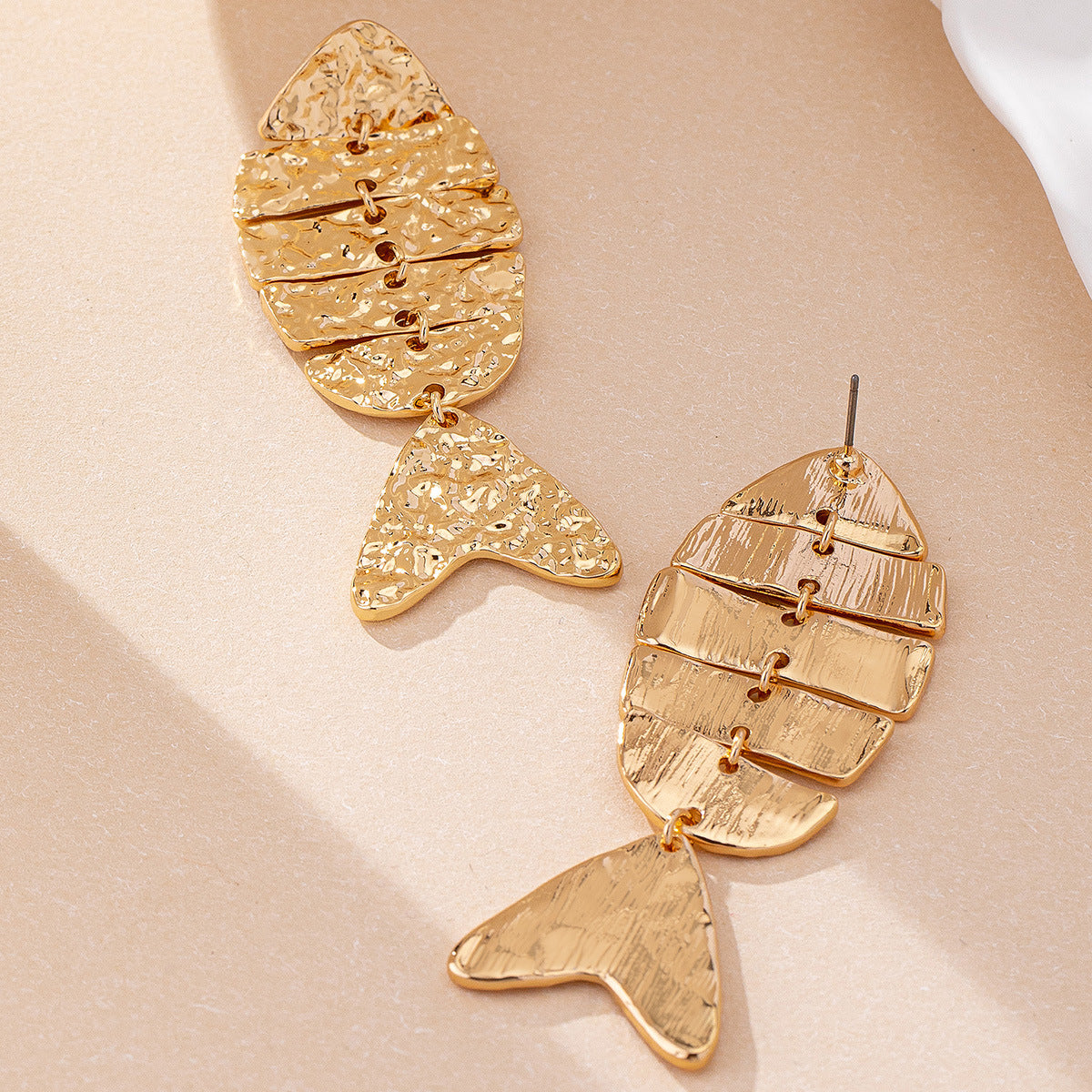 Fishbone Earrings for Women – Alloy Hammered Design Fashion Jewelry