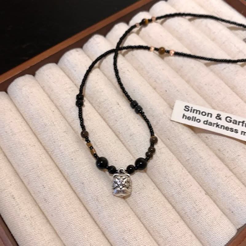 Men’s Lion Pendant Necklace – Silver Beaded Chain