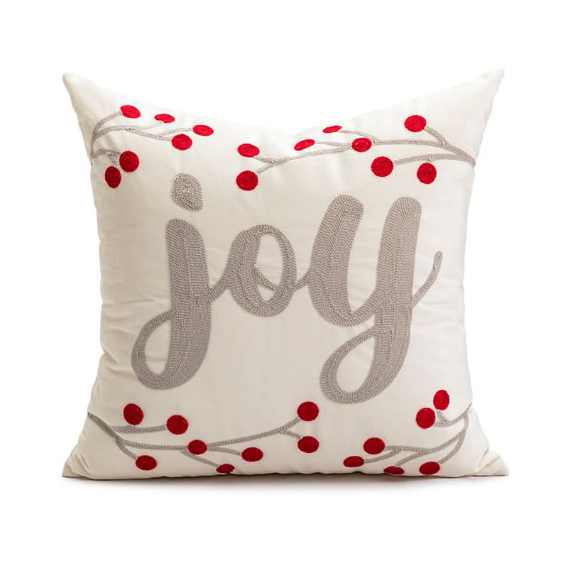 Christmas Embroidered Plaid Pillow Cover – 45x45cm