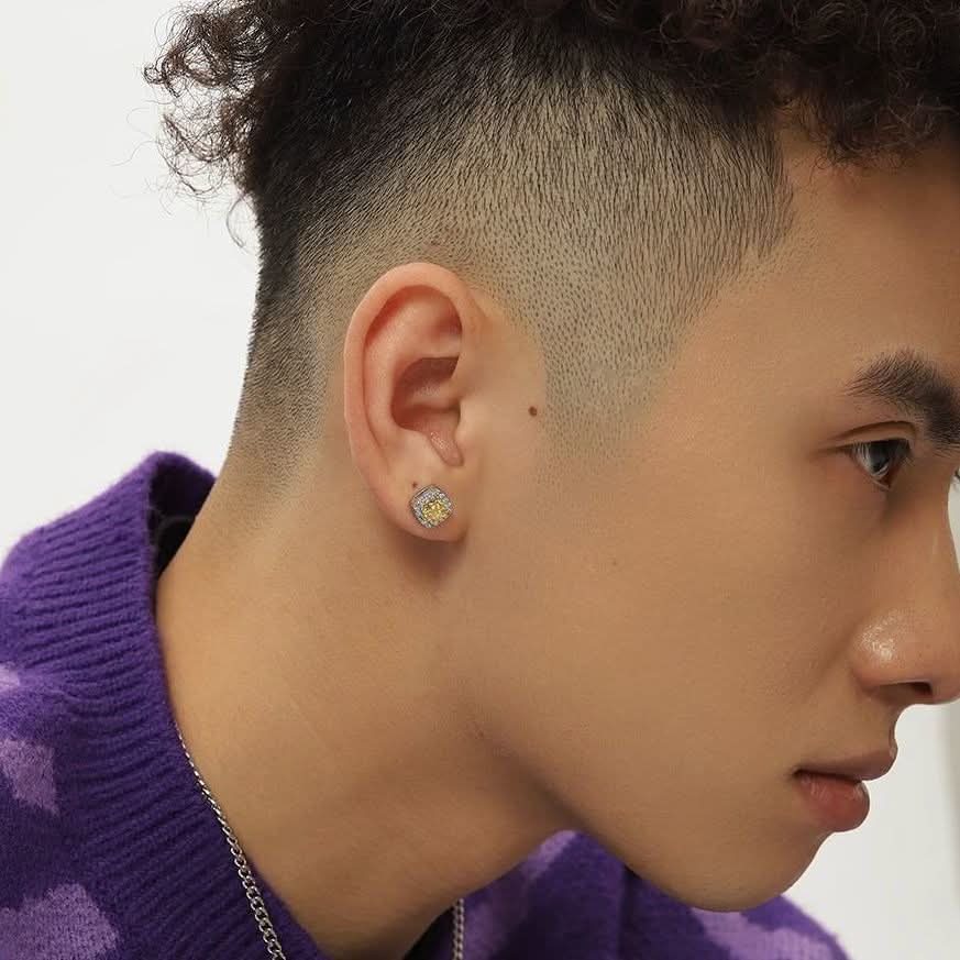 Men’s Trendy Zircon Earrings – Geometric Rock Studs