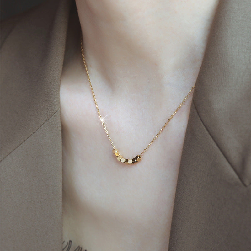 Minimalist Gold Titanium Steel Necklace – Geometric Square Pendant for Women