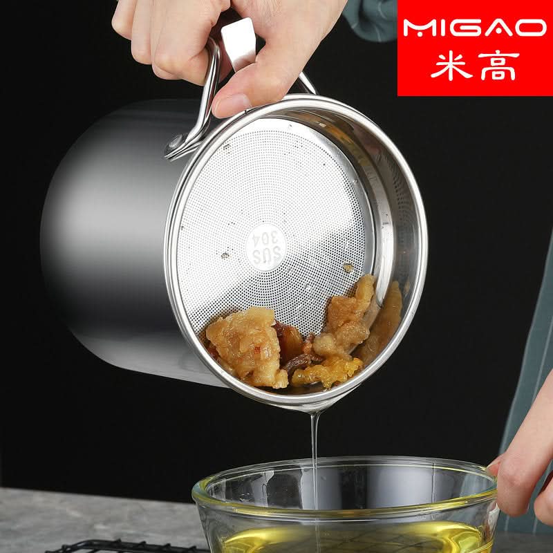 Stainless Steel Oil Filter Cup – Thickened Separator with Bakelite/Steel Wire Handle