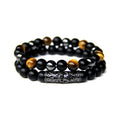 Unisex Natural Stone Beaded Bracelet Set – Micro-Inlaid Skull Design