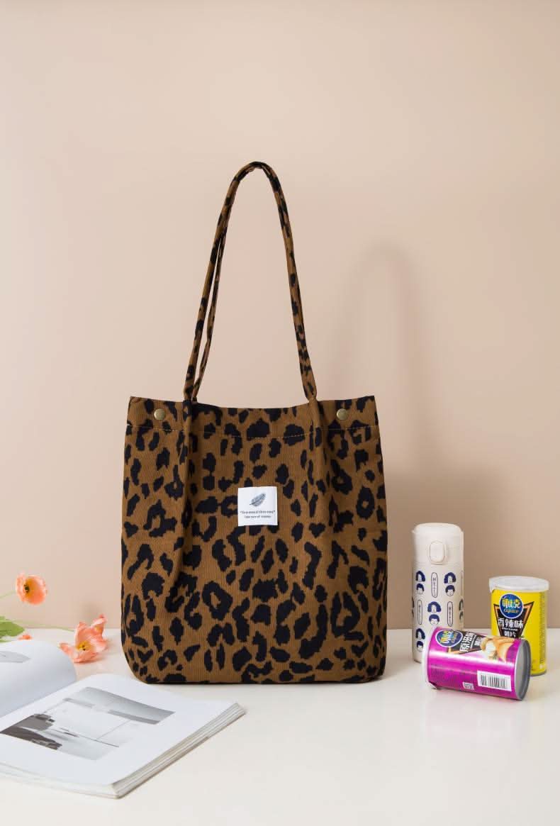 Printed Corduroy Canvas Tote Bag – Trendy, Versatile Design