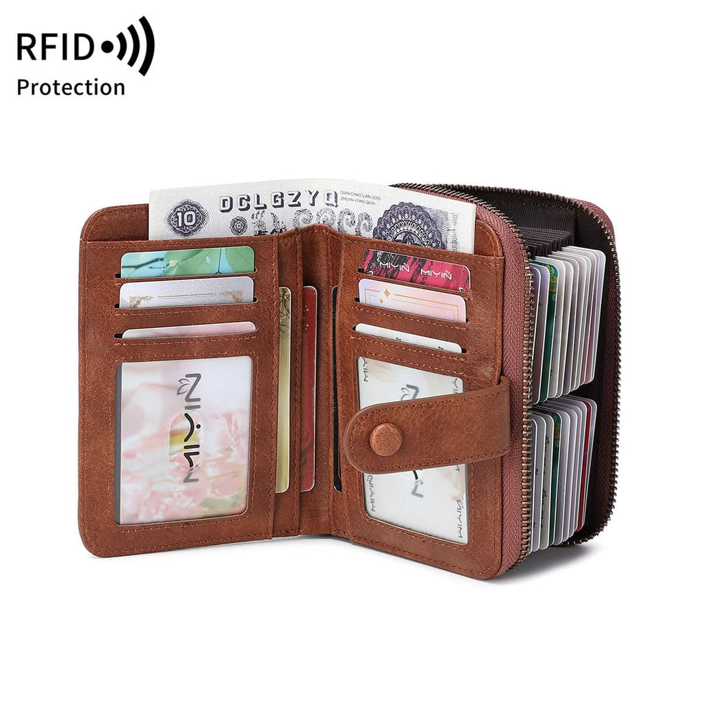 Women's Retro Style RFID Blocking Short Wallet – Card Holder
