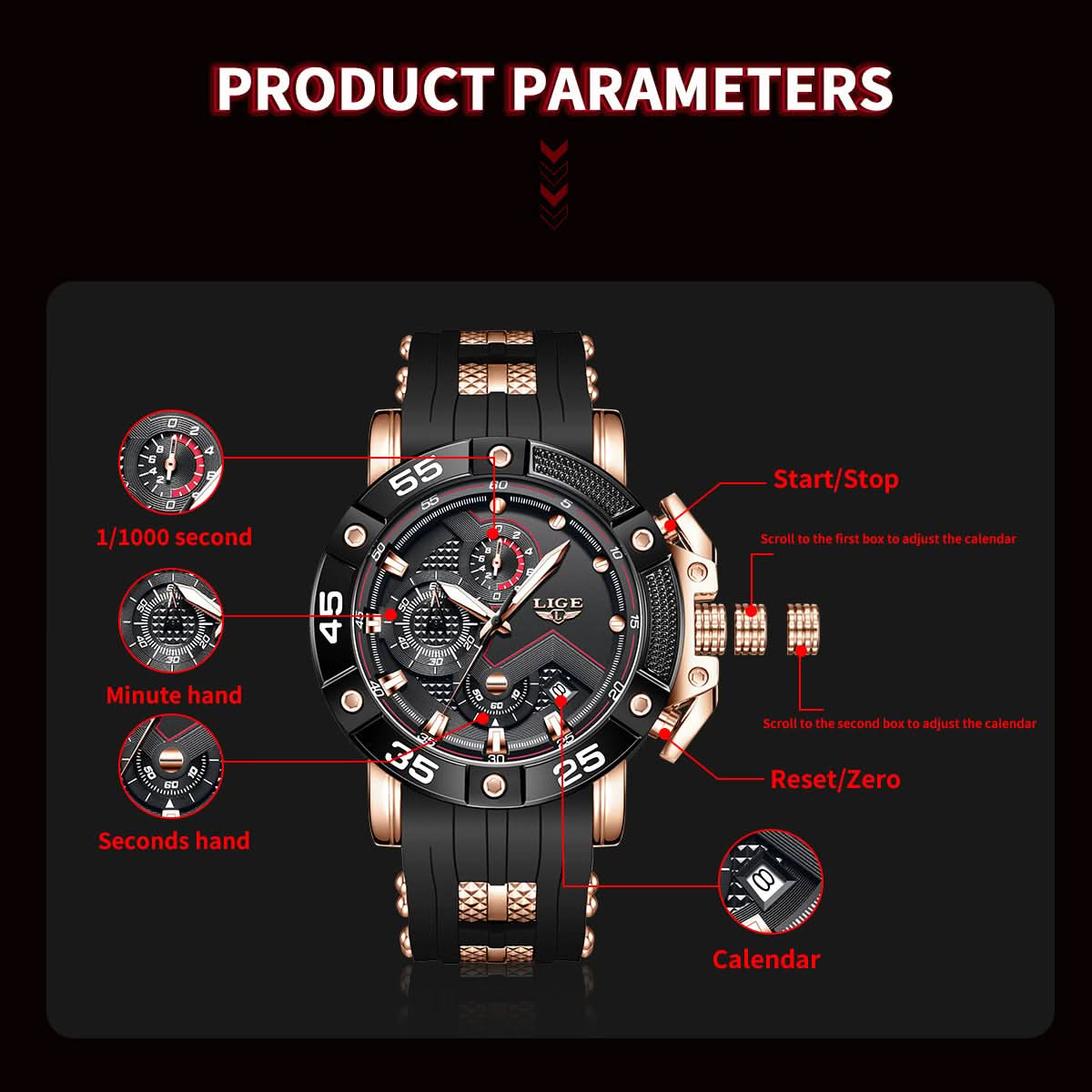 Men’s Chronograph Quartz Watch – Luminous Dial, Business Watch