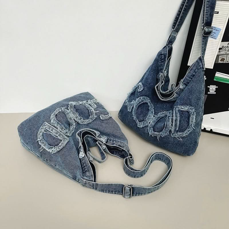Retro Denim Messenger Bag – Casual Canvas Shoulder Bag for Women