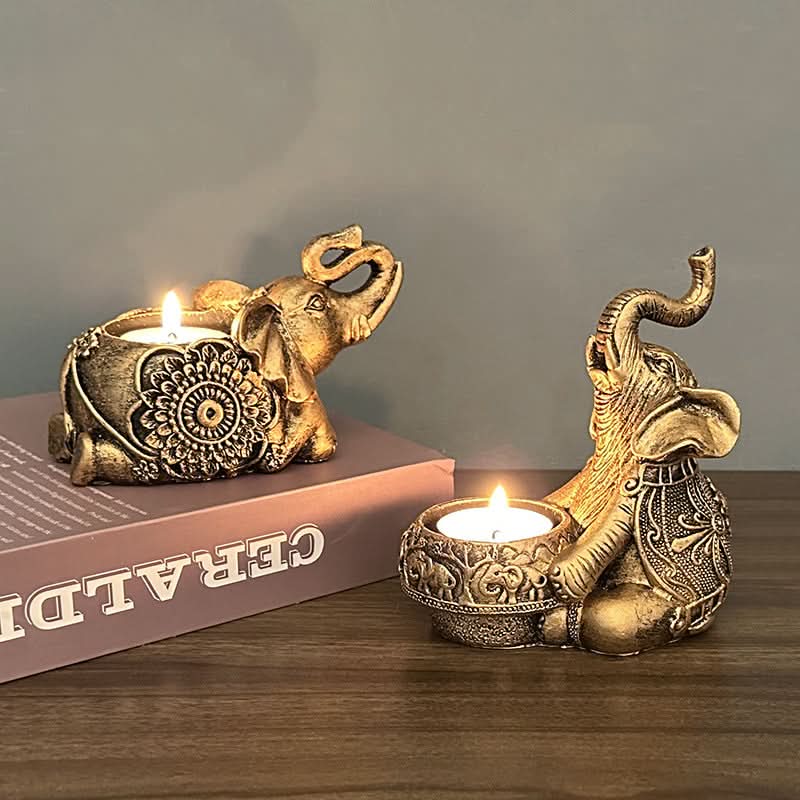 Animal Elephant Resin Candlestick - Elegant Table Decor