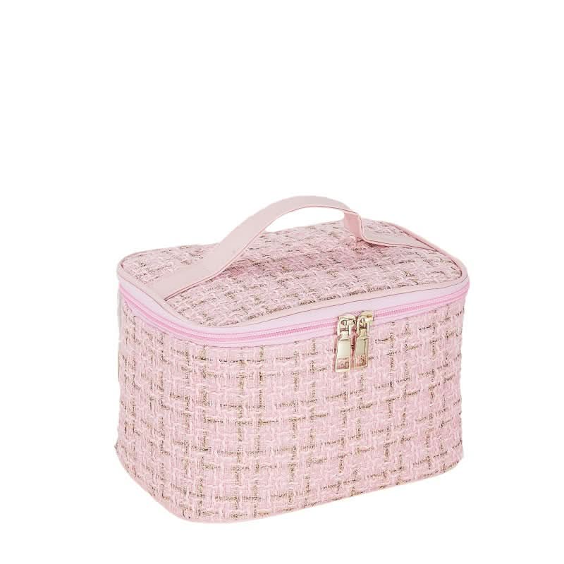 Large Capacity Plaid Makeup Bag – Stylish and Portable for Men & Women