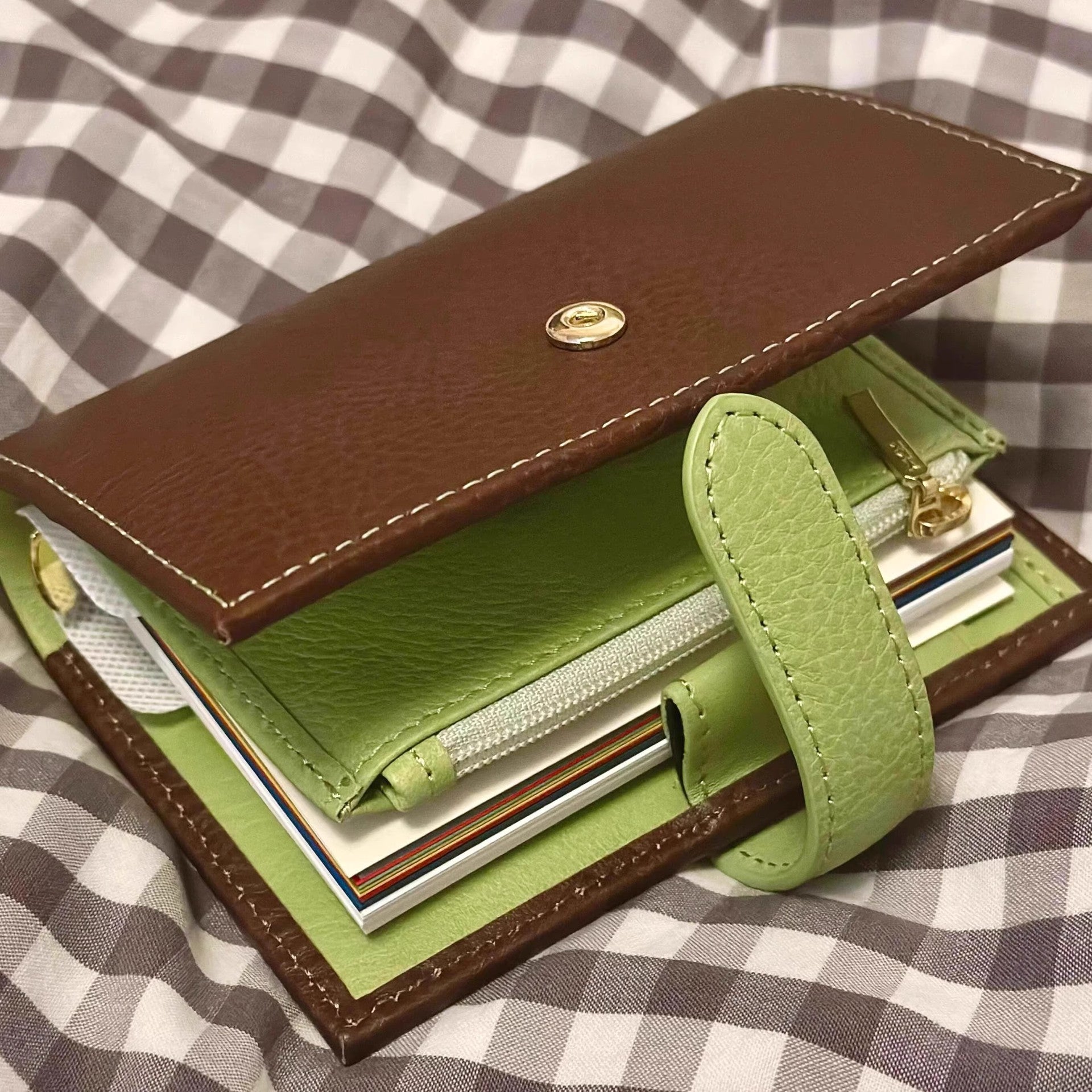 A7 Leather Cover Notebook – Refillable Mini Binder Journal with Black & Lined Pages