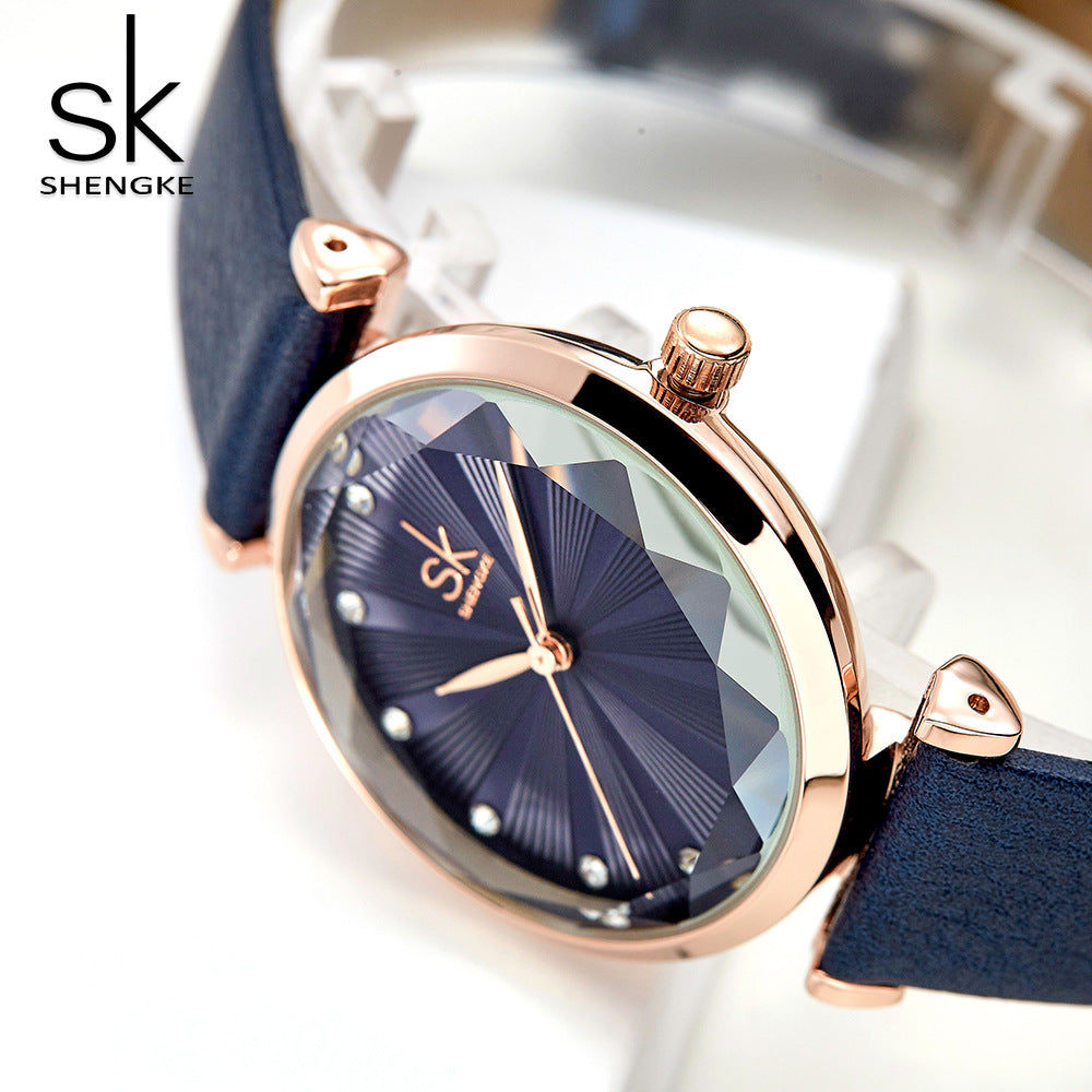 SK Women’s Quartz Watch with Diamond Dial – Waterproof Fashion Timepiece 30mm