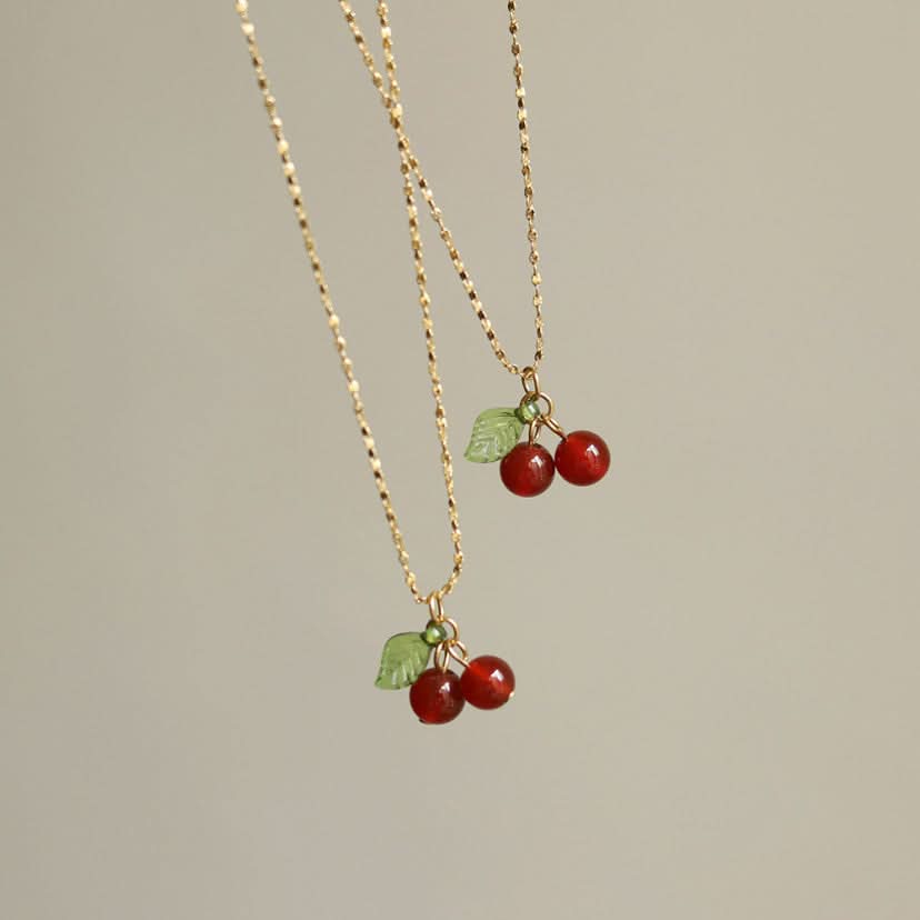 Sweet Red Cherry Chalcedony Necklace – For Women