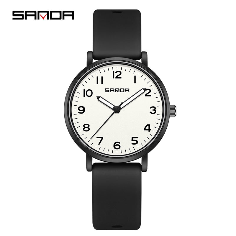 Sanda Luminous Quartz Watch – Waterproof Fashion Student Wristwatch