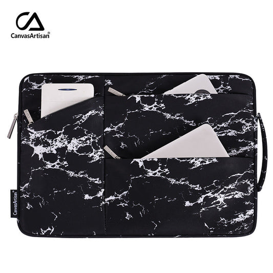 Marble Laptop Sleeve – Waterproof, Shock-Resistant Case With Additional Compartments for Lenovo & More