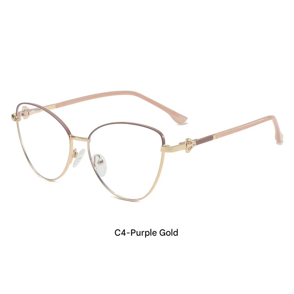 Ultra-Light Metal Cat Eye Blue Light Glasses – Trendy Butterfly Frame for Women