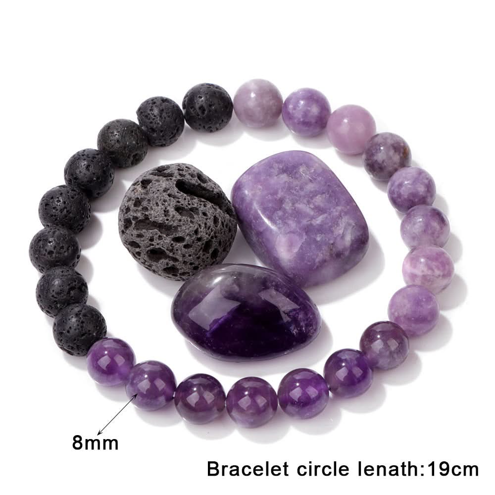 Unisex Boho Natural Stone Bracelet Set – Raw Agate & Volcanic Beads