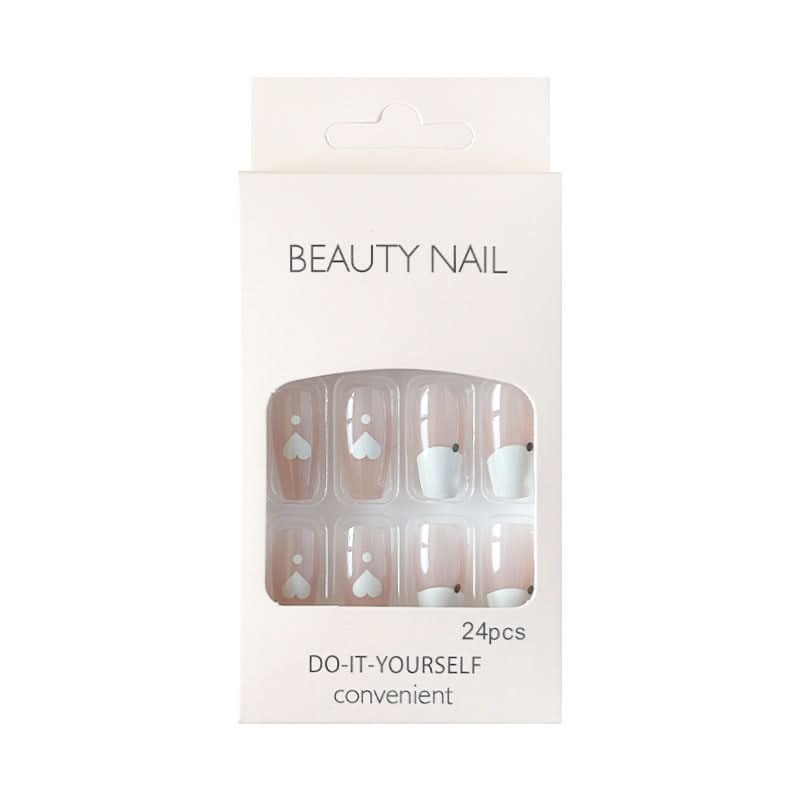 Graffiti Love Medium Trapezoidal Nail Patches – Milky White Minimalist