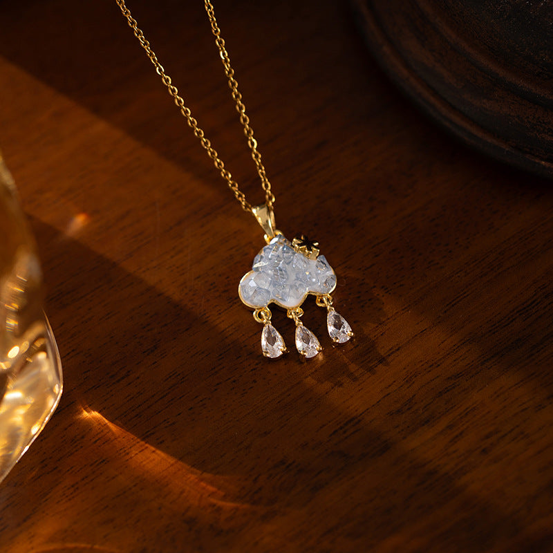 Cloud Tassel Necklace for Women – Zircon Teardrop Pendant Fashion Jewelry