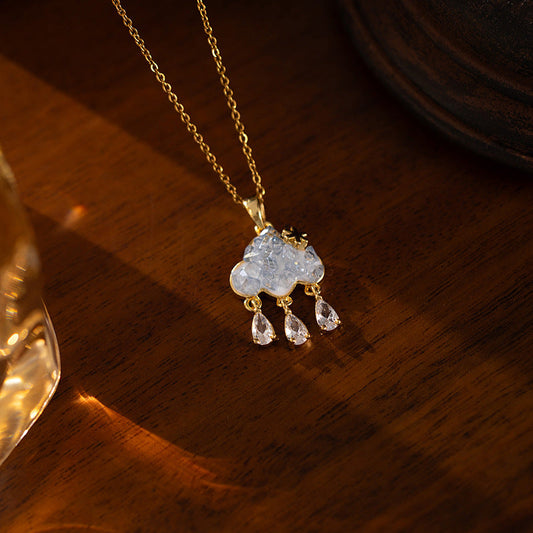 Cloud Tassel Necklace for Women – Zircon Teardrop Pendant Fashion Jewelry