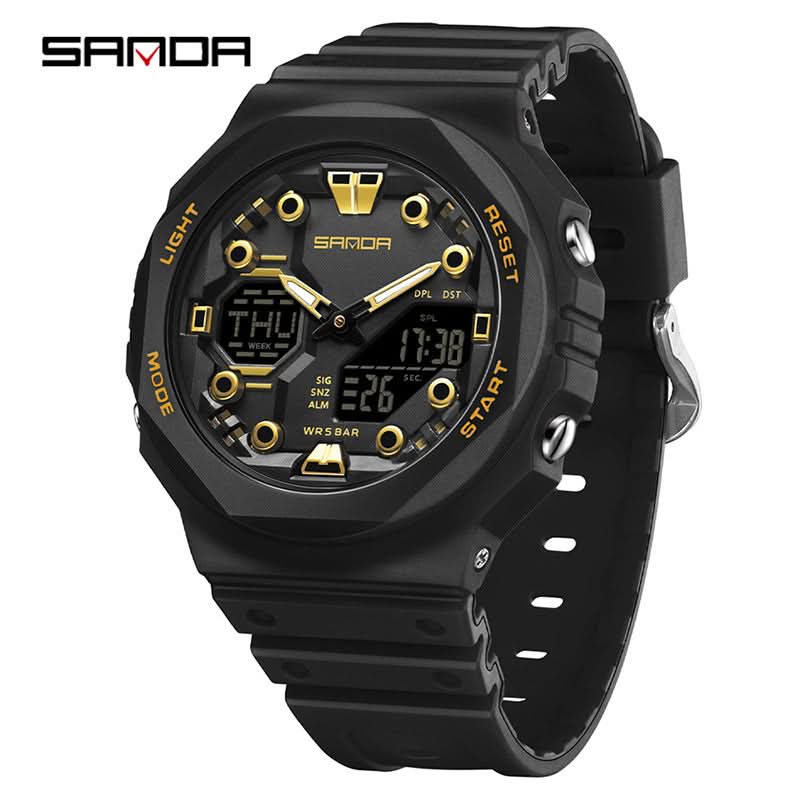 Men’s Dual Display Sports Watch – Waterproof, Multi-Functional Watch