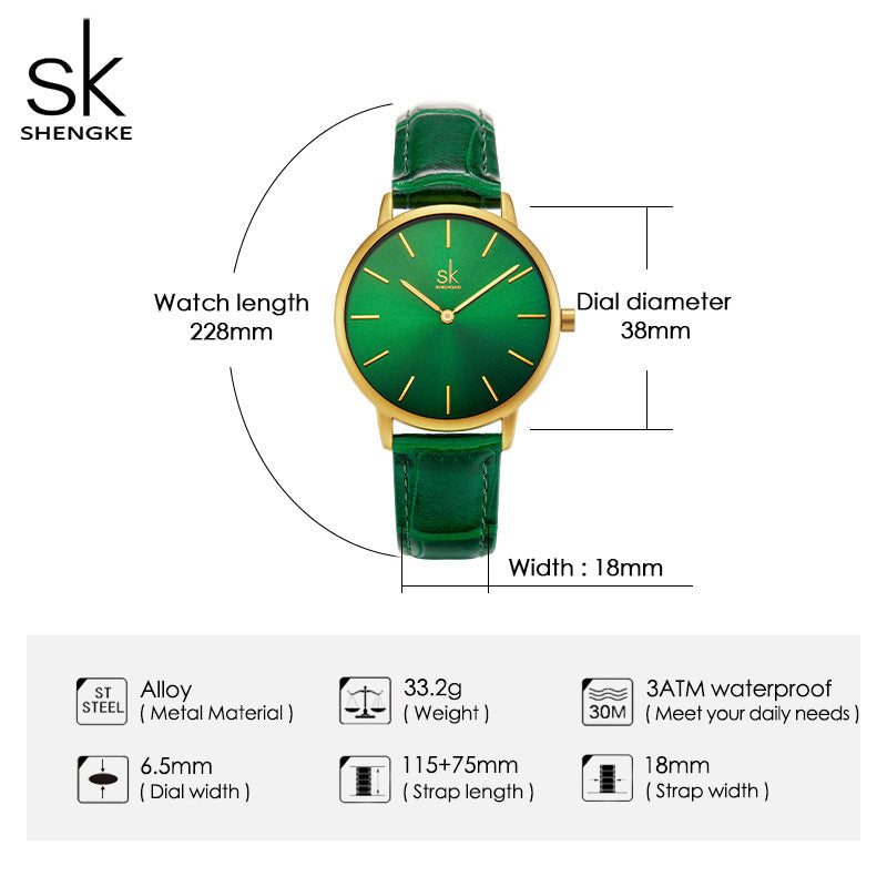 SK Women’s Quartz Watch – Retro Round Dial, Stainless Steel Strap, 30M Waterproof