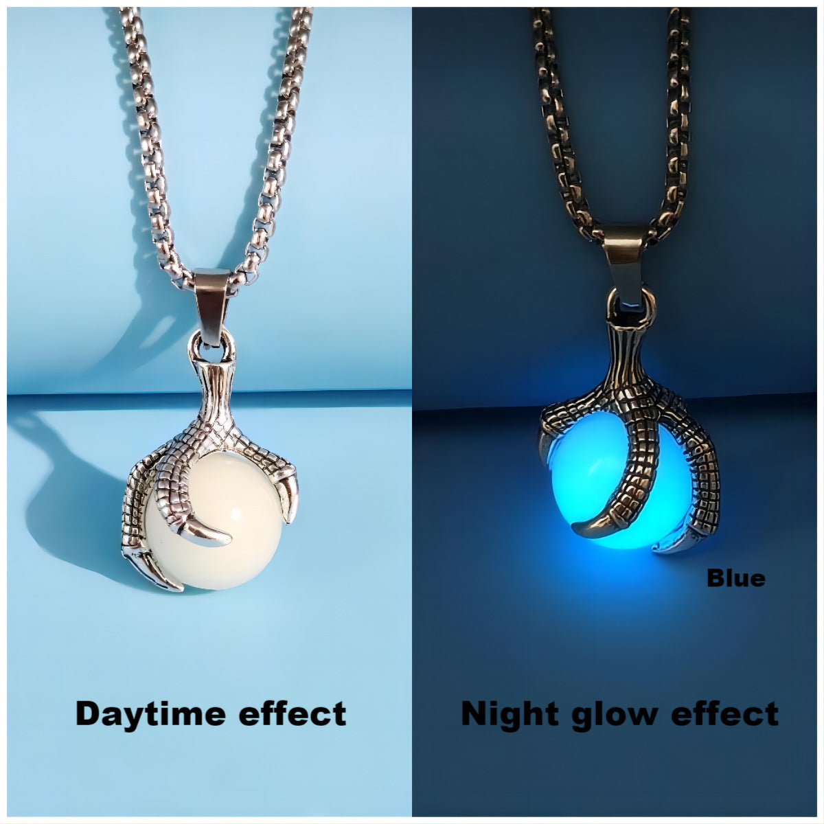 Luminous Dragon Claw Pendant Necklace with Magic Eye – Streetwear Jewelry for Unisex