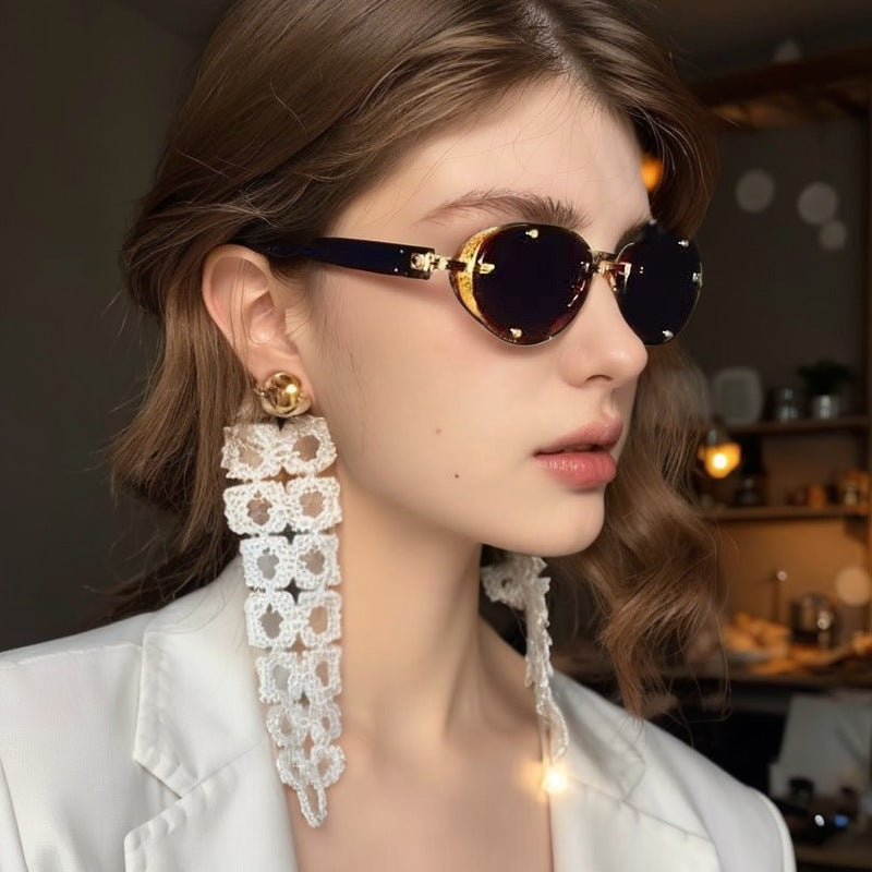 Retro Oval Frameless Sunglasses – Punk Street-Style Fashion Shades for Men & Women