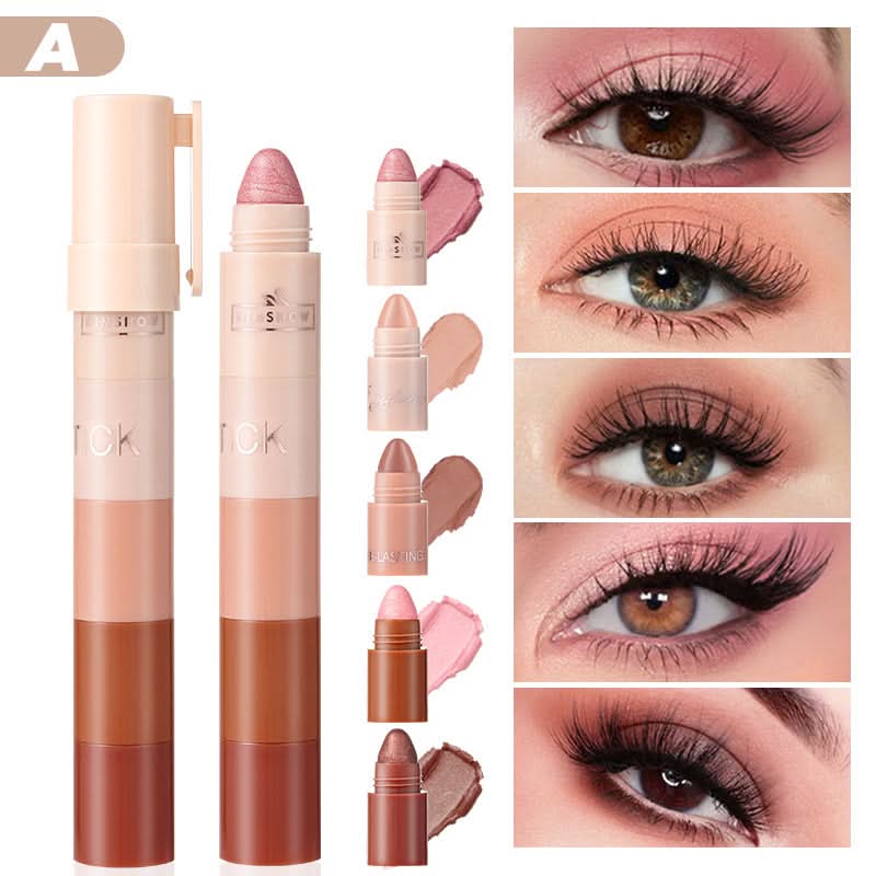 DIMSHOW 5-Color Eyeshadow Stick Set – Waterproof, Pearlescent & Matte, Easy Blend