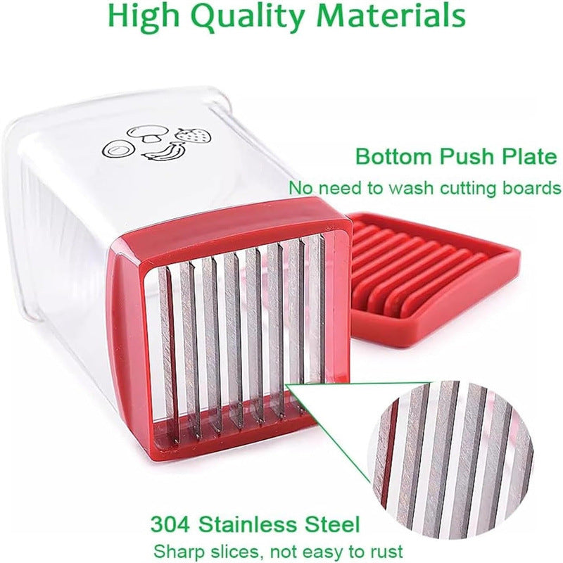 Stainless Steel Strawberry & Banana Fruit Cutter – 4-Blade Slicer for Plating & Prep