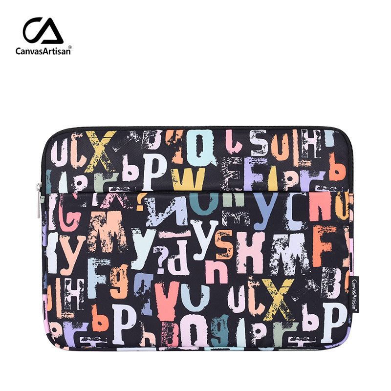 Black Graffiti Laptop Sleeve – Dual-Compartment Shock-Resistant Bag for 11–15.6" Apple & More