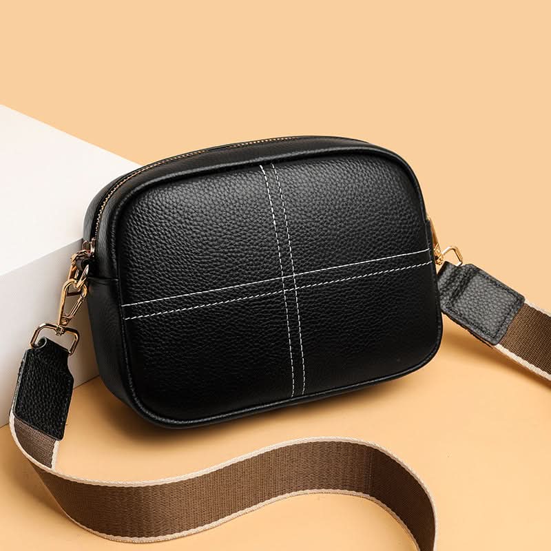 Women's Stylish Small Leather Messenger Bag – With Zipper Closure