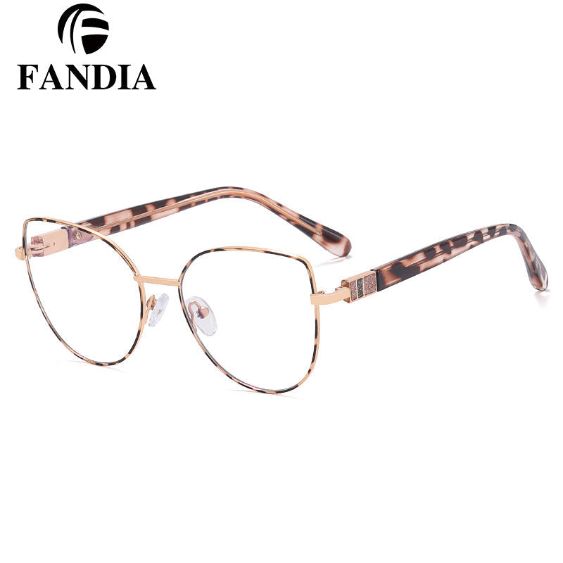 Women’s Cat-Eye Blue Light Glasses – Elegant Metal Full Frame with Rhinestone