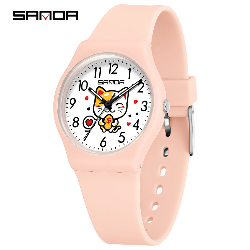 Sanda Kids Cartoon Watch – Waterproof Luminous Quartz Watch for Boys and Girls