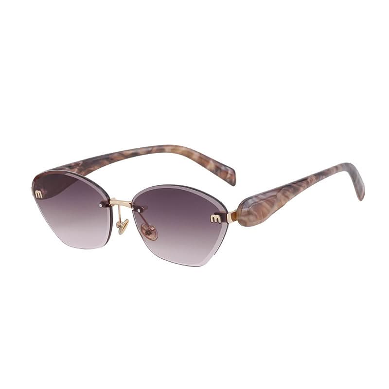Luxury Cat-Eye Frameless Sunglasses for Women – Diamond Cut Edge & UV Protection