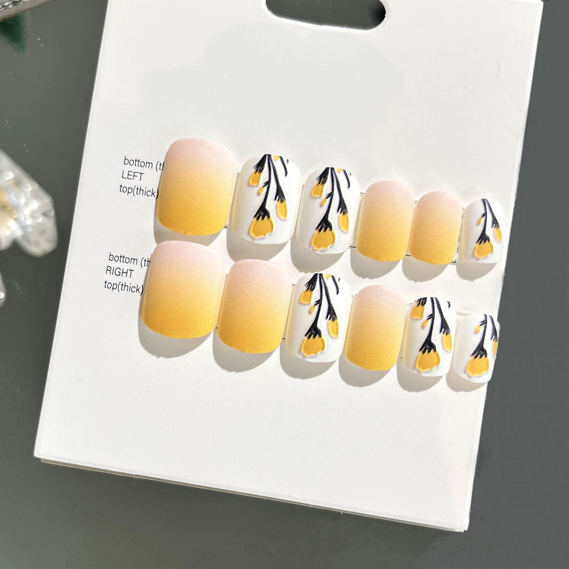 Wearable Embossed Short Bride Nail Art – Finished 3D False Nail Stickers