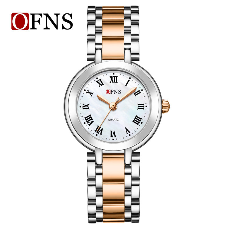 OFNS Diamond Round Roman Quartz Watch – Waterproof Business Watch for Women