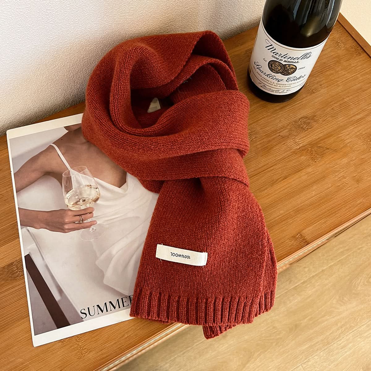 100% Pure Wool Winter Scarf – Solid Color for Adults