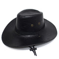Leaf Pattern PU Leather Cowboy Hat – Unisex Wide Brim Western Jazz Hat