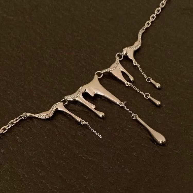 Silver Liquid Tassel Pendant Necklace