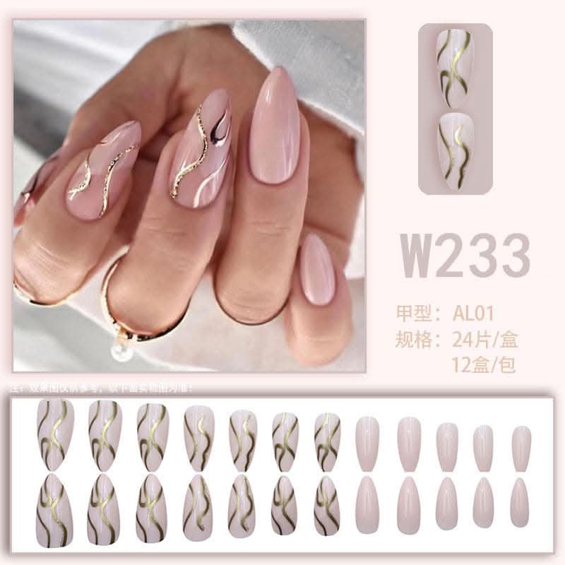 Ripple Glitter Almond Nails – Fashionable & Detachable