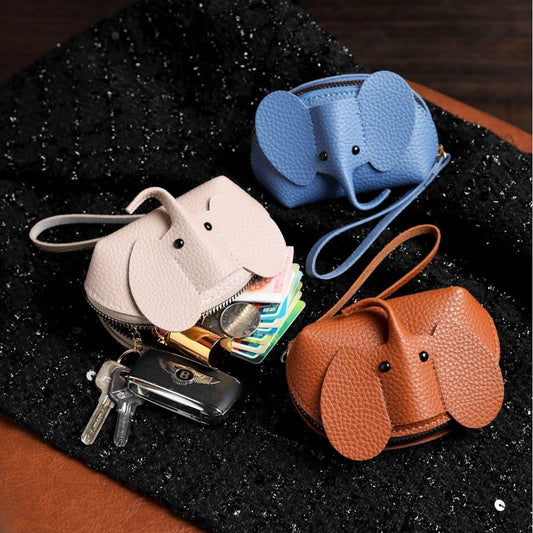 Elephant Pattern Mini Zipper Wallet Pouch