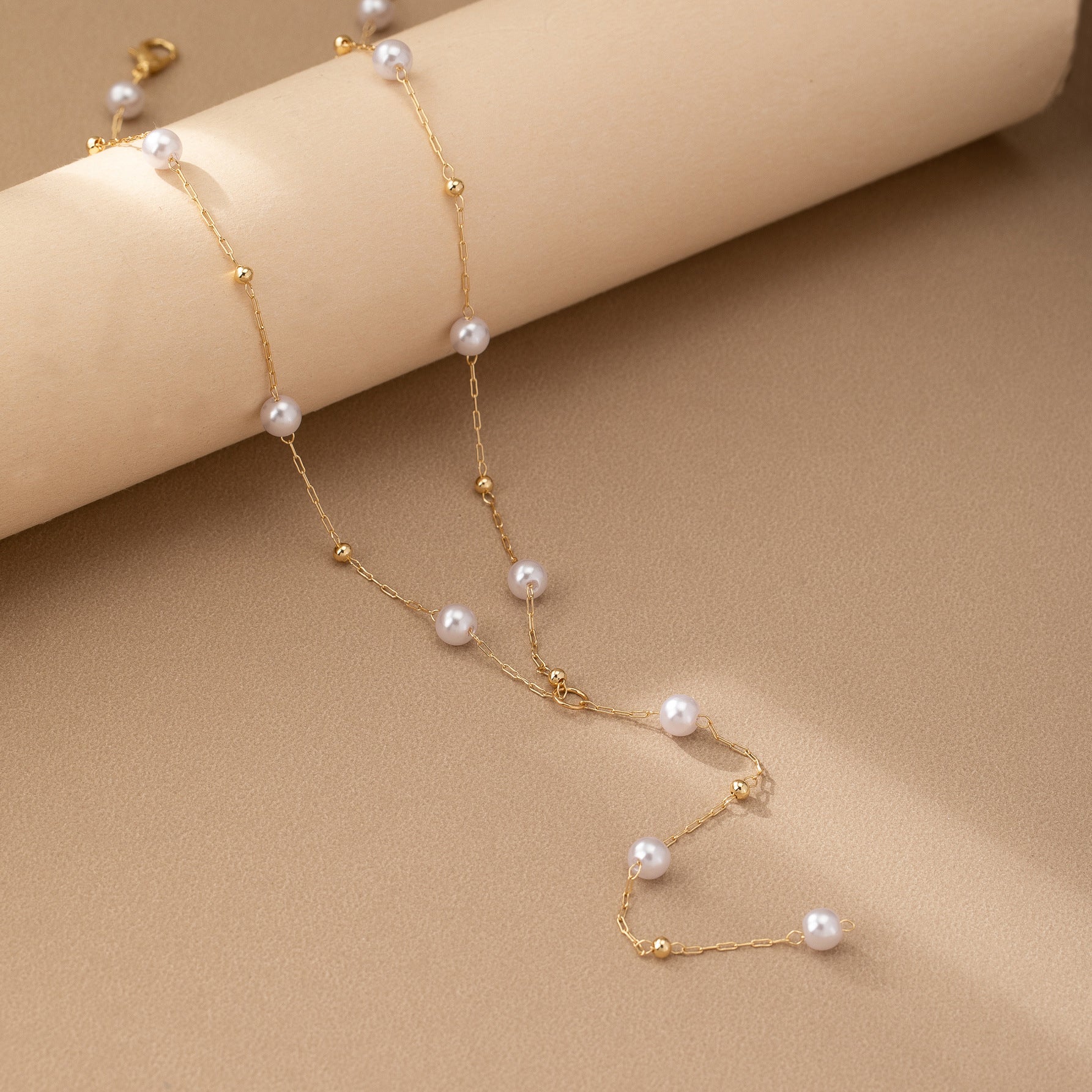 Korean Imitation Pearl Y Necklace – Elegant Minimalist Jewelry for Women